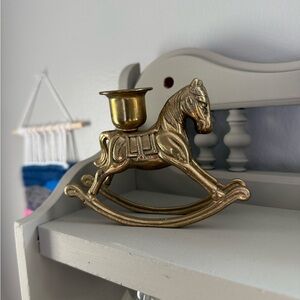 Vintage Solid Brass Rocking Horse Candle Holder